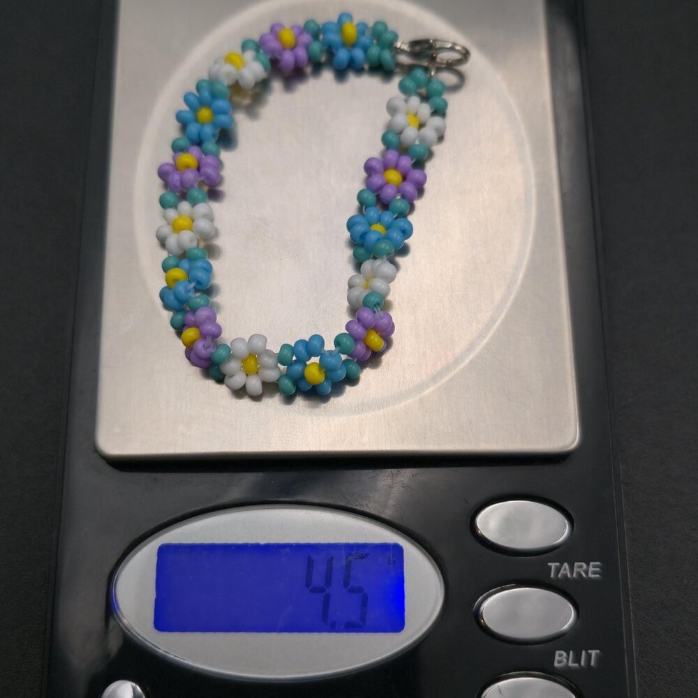 6.25 Inch Sterling Silver Colorful Bead Flowers Petite Bracelet A6775 - Picture 6 of 6